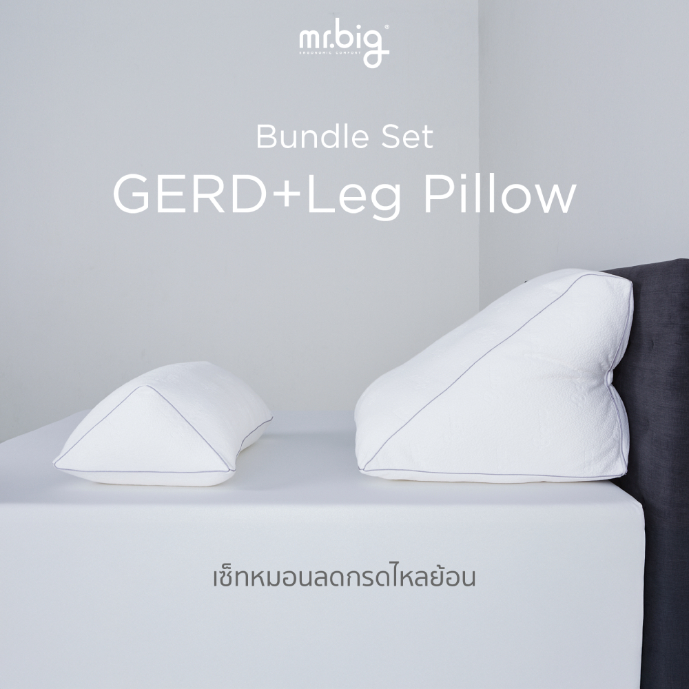 mr.big Bundle Set หมอน Ergonomic Gerd Pillow+Leg Pillow เซตสุดคุ้มหมอนกรดไหลย้อนคู่หมอนรองขา