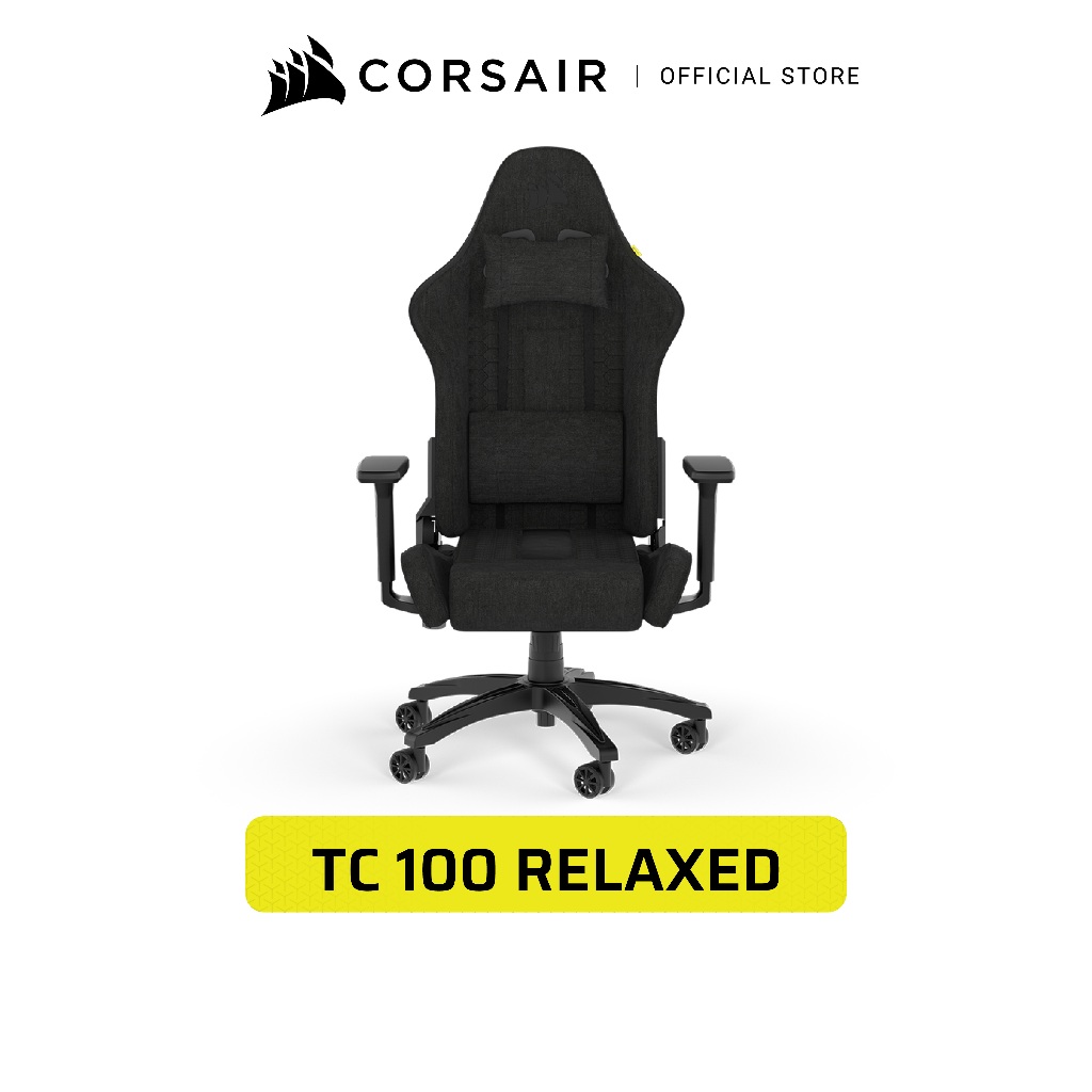 CORSAIR Chair TC100 RELAXED Gaming Chair - Fabric Black/Black - เก้าอี้เกมมิ่ง ผ้า สีดำ