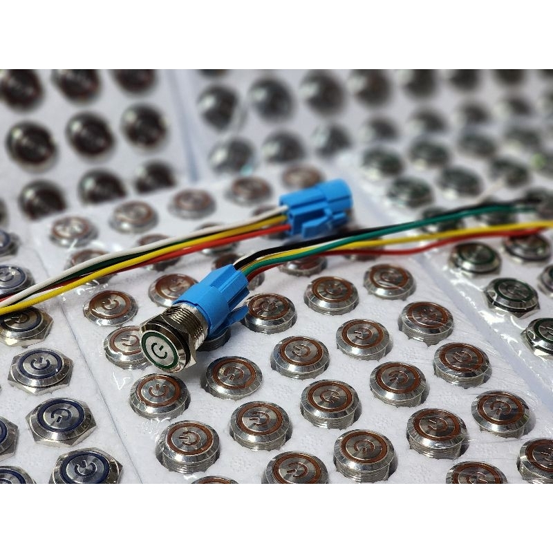 สวิตช์ไฟ vip ขนาด16mm (แถมปลั๊ก) สวิตช์ไฟ สแตนเลส มีไฟแสดงสถานะ 12v-24v สวิตช์ กดติด-กดดับ ไฟสีแดง ส