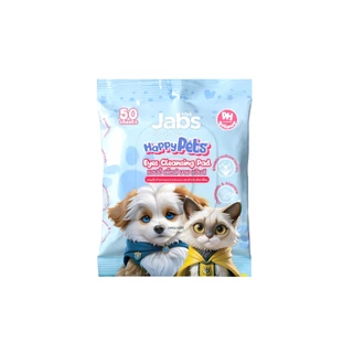 Jabs Happy Pets Eye Wipes ทิชชู่เปียก เช็ดตาสัตว์เลี้ยง แจ๊บส์ แผ่นกลม ขนาด 7.5 ซม. 50 แผ่น x1