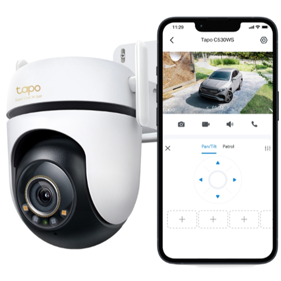 TP-Link Tapo C530WS กล้องไวไฟ 3K 5MP ใช้งานภายนอกIP66 Smart AIภาพสีสดใสแม้แสงน้อย 360°มุมมองแนวนอน มีไมค์และลำโพงในตัว