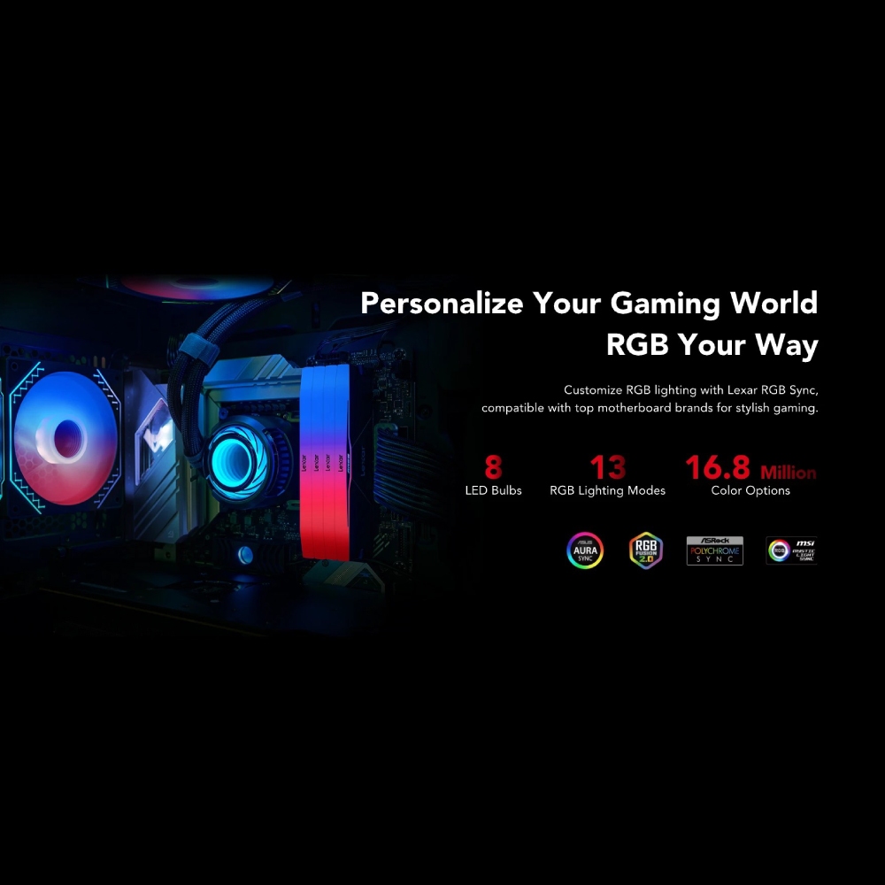 แรมพีซี LEXAR® ARES RGB 2ND GEN DDR5 DESKTOP MEMORY 7600 48GB KIT (LD5U24G76C38BR-RGD)_4