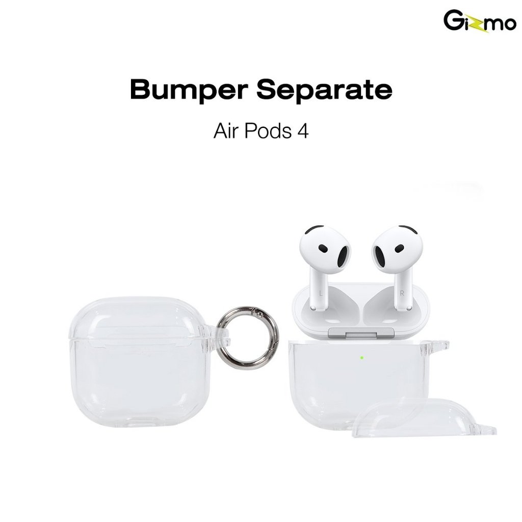 Gizmo รุ่น เคส Air pods 4 Separate Bumper Case สีใส แบบแยกสองชิ้น (แถม Ring ห้อย)