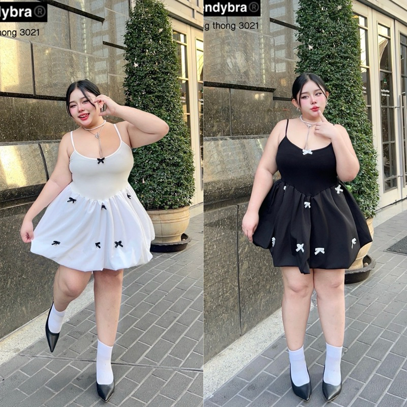 /TB/ เดรสบอลลูน สาวอวบ แต่งริบบิ้นโบว์ น่ารักมาก #พลัสไซส์