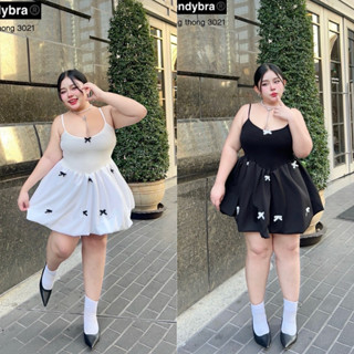 /TB/ เดรสบอลลูน สาวอวบ แต่งริบบิ้นโบว์ น่ารักมาก #พลัสไซส์