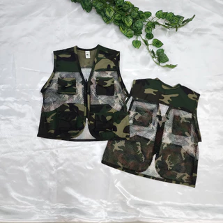 เสื้อกั๊กทหาร ซาฟารี ใส่เดินทางท่องเที่ยว สวนสัตว์สำหรับเด็กกระเป๋าเยอะ ผ้าตาข่าย กับ ผ้าพื้น มีไซร์ มีหลายสี สุดCOOL