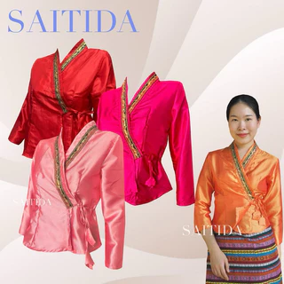 เสื้อไทเขินผ้าไหมแก้ว หลากหลายสี เสื้อมีไซส์ 34-48