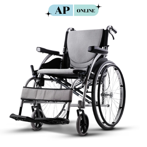 รถเข็นวีลแชร์ รถเข็นผู้ป่วย รถเข็นอัลลอยด์ KARMA S-ERGO 105 เบาะผ้าสีเทา ล้อใหญ่ น้ำหนักเบา