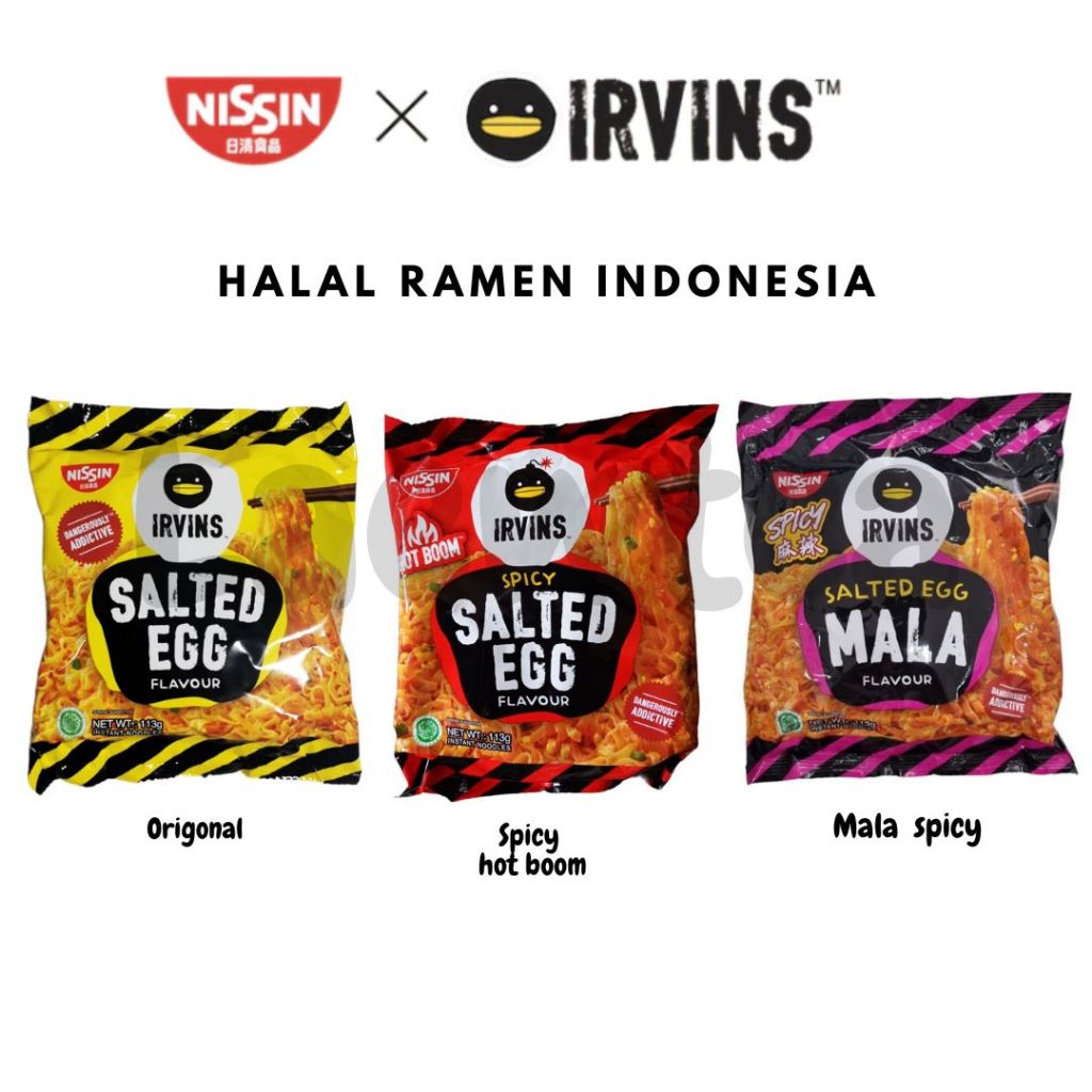 บะหมี่แห้งกึ่งสำเร็จรูปรสไข่เค็ม NISSIN x IRVINS Salted Egg Instant Noodle 113g มี 3 รส สินค้ามีฮาลา