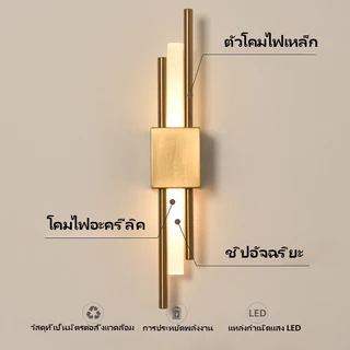 โคมไฟติดผนัง LED สไตล์นอร์ดิก 3 สี โคมไฟติดผนังข้างเตียงสไตล์มินิมอลสร้างสรรค์สำหรับห้องนอนทางเดิน ห้องนั่งเล่น