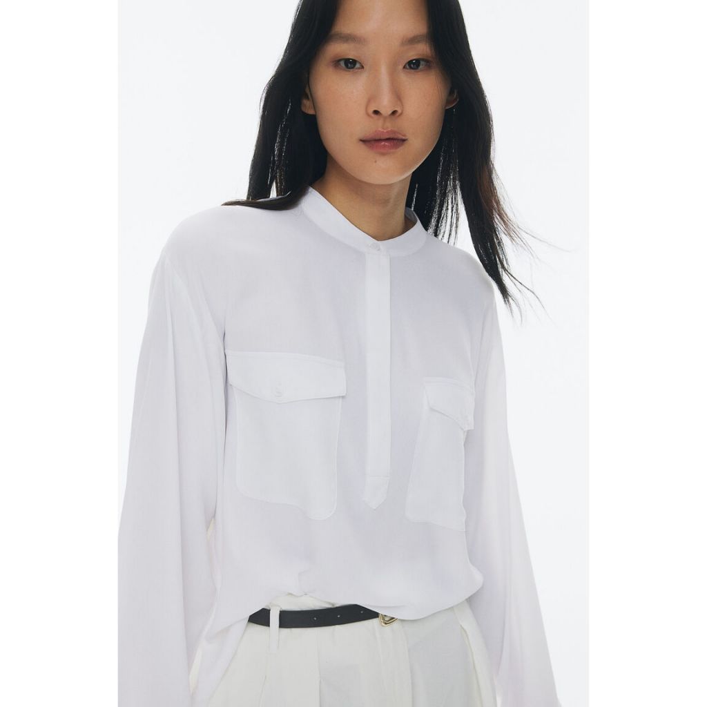 H&M(เอชแอนด์เอ็ม) เสื้อบลาสต์คอแถบ ผู้หญิง 1258815_1