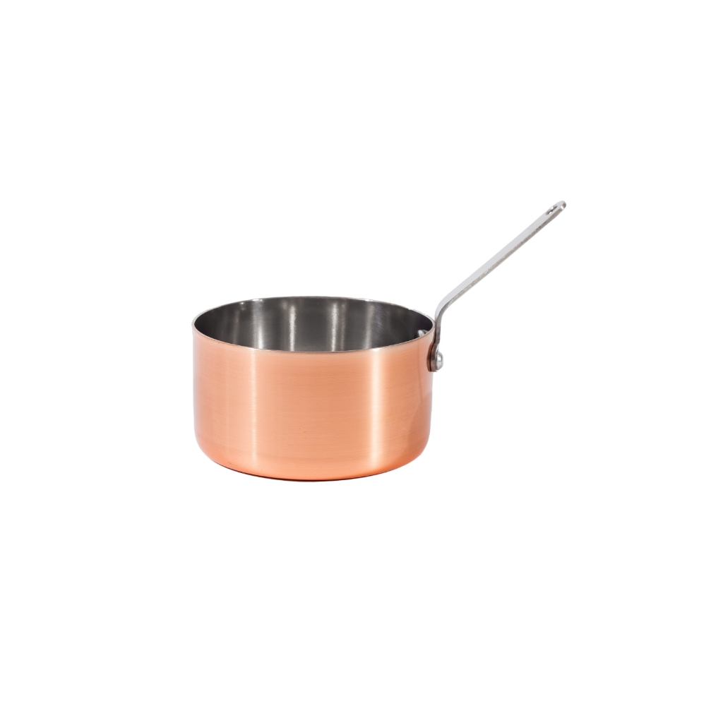 กระทะซอสมินิ 9x5 ซม. สีทองเเดง Sauce Pan Mini Dia 9x5 cm W/Copper Plating S/S - HK220