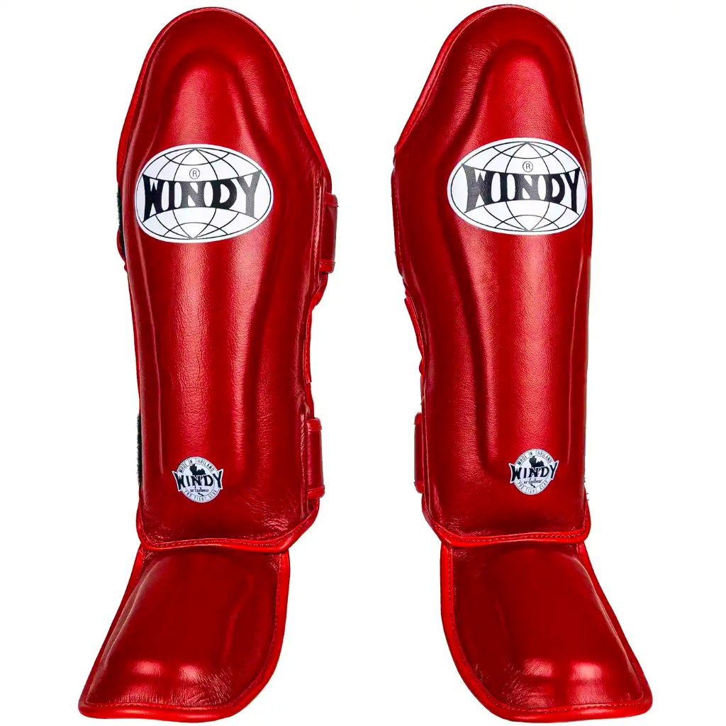 วินดี้สนับแข้ง WSG3-RE สีดำ Windy shin guards – หนังวัวคัดพิเศษ S, M, L, XL | Windy Boxing Store