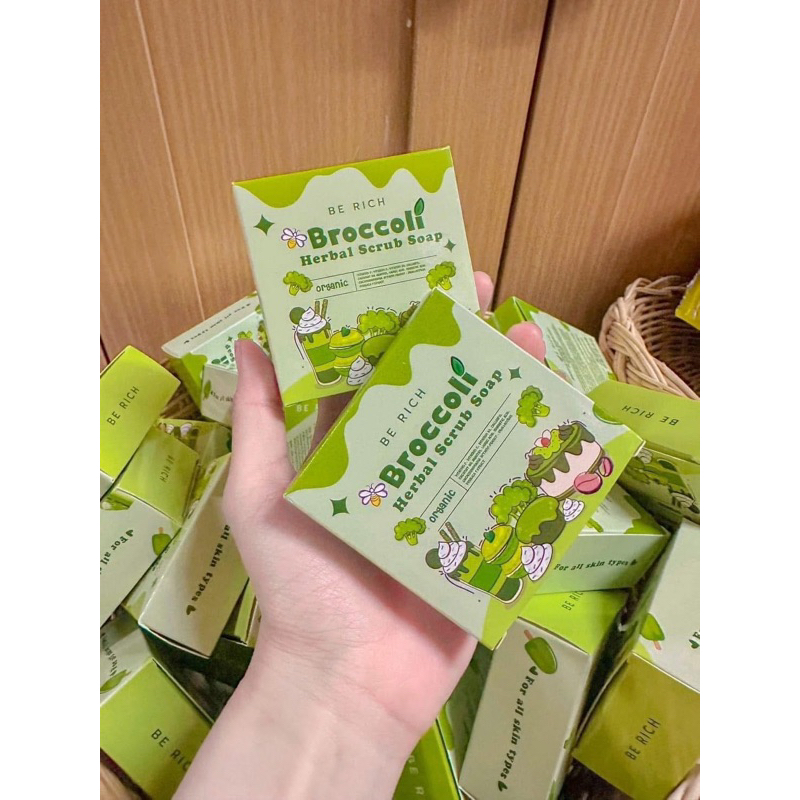 ( เปิดบิล 10 ก้อน ) สบู่สครับบล็อคโคลี่ Broccoli Scrub Soap บีริช สครับผิว
