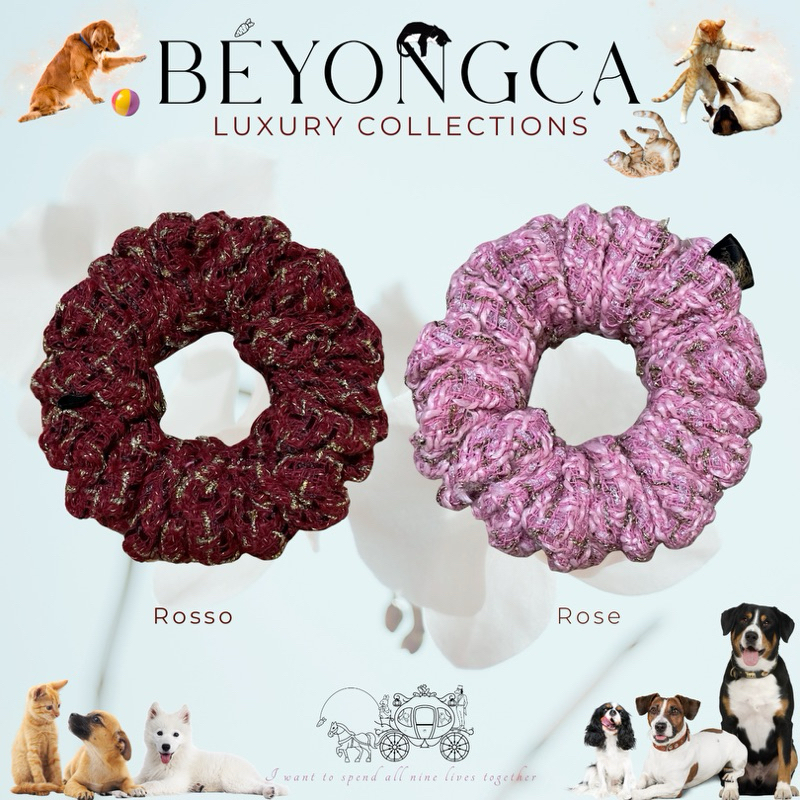Beyongca รุ่น Luxury sweet ผ้า Premium tweed มี 3 สี Scrunchies ยางรัดผมโดนัท ลิขสิทธิ์แท้ Elastic ยางมัดผม หนังยางมัดผม