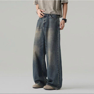 กางเกงยีนส์กระบอกสีดำฟอกผ้าไม่ยืด ความยาว40-41