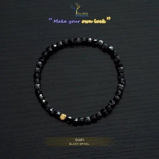 กำไลหิน " นิลสปิเนล นิลดำ " เกรดA แท้ 100% 4mm งานเจียระไนมือ