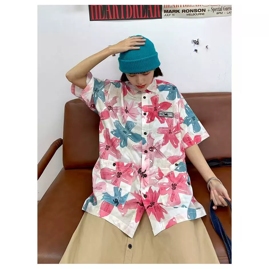 Veewink เสื้อสงกรานต์แขนสั้น ลายดอกวินเทจ Oversize ทรงหลวม thumbnail 9