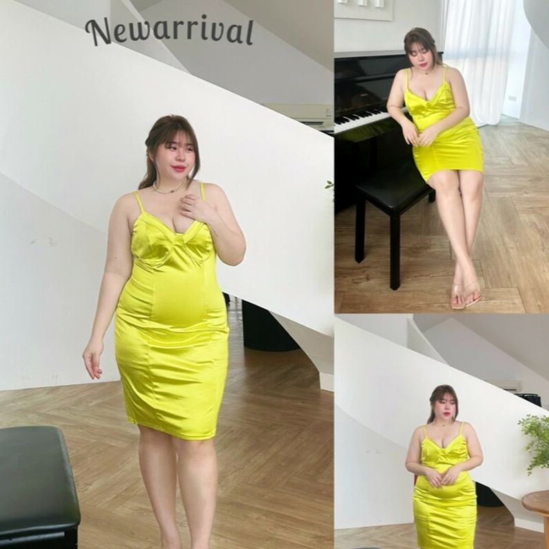 เดรสสายเดี่ยวสาวอวบพลัสไซส์ R2032