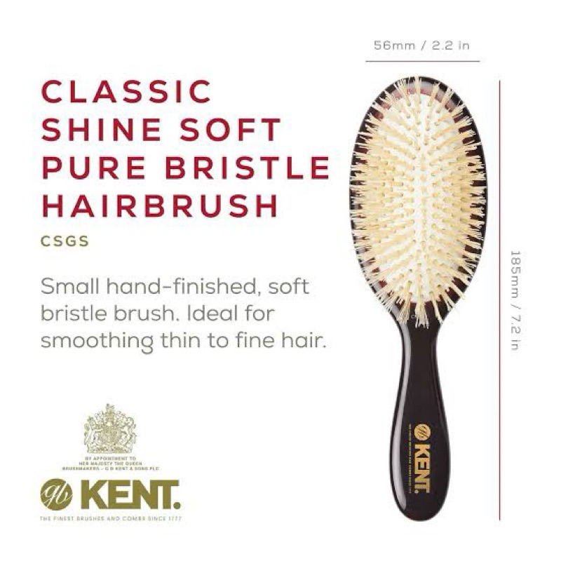 หวีแปรง Classic Shine Soft White Pure Bristle Hairbrush ขนหมูป่าสีขาวแท้ 100% (Made in England) ราคา ถูกที่สุด ดีลบีเคเค แกลเลอรีภาพที่ 2