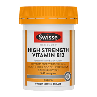 Swisse High Strength Vitamin B12 วิตามินบี12เข้มข้น 60เม็ด EXP08/2027
