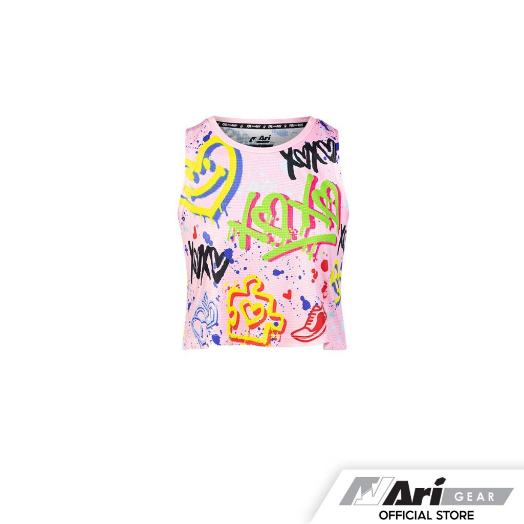 ARI WOMEN FALL INLOVE GRAPHIC RUNNING TANK - PINK/YELLOW/GREEN เสื้อวิ่งผู้หญิง อาริ FALL INLOVE สีชมพู