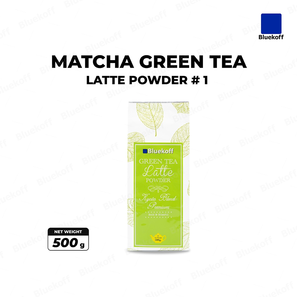 Bluekoff ผงชาเขียวนม มัทฉะลาเต้ เกรดพรีเมี่ยม Matcha Greentea Latte สูตร 1 (บรรจุ 500 กรัม)
