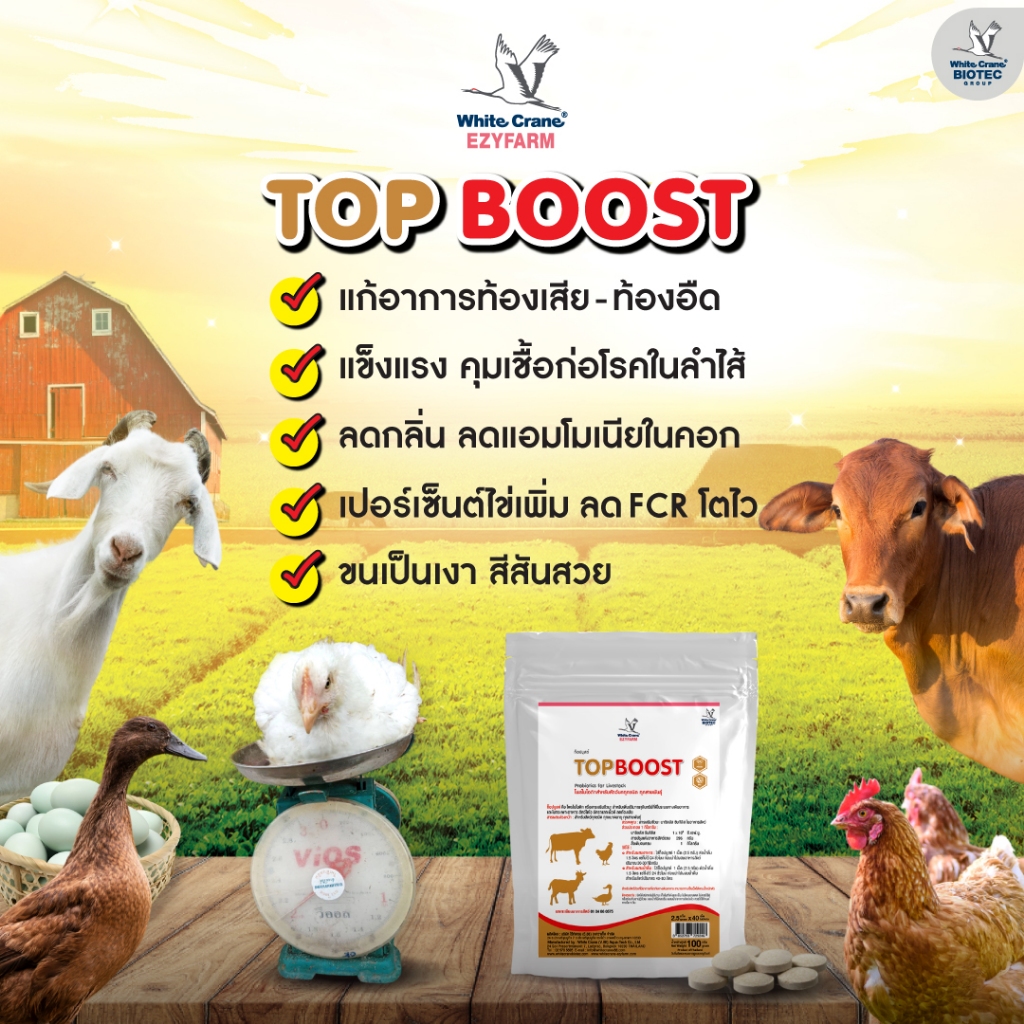 ท็อปบูสต์ Top Boost จุลินทรีย์สำหรับสัตว์บกทุกชนิด อัตราการรอดสูงโตไวลดกลิ่น ขนาด 2.5 กรัม