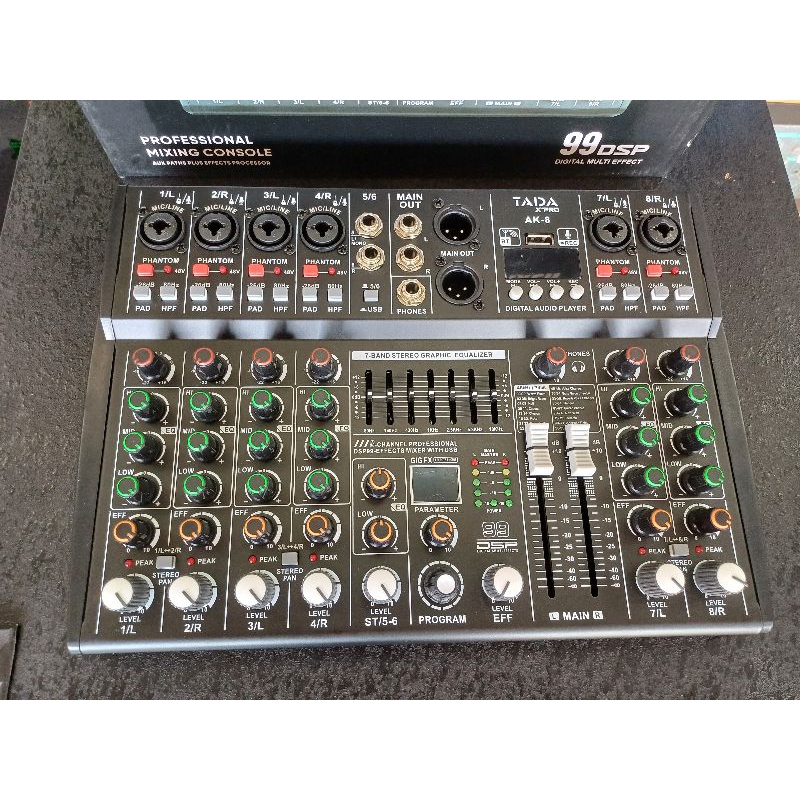 MIXER TADA AK-8 เอฟเฟกแท้  USB บูธูท REC ใช้ไฟAC DC12V ได้
