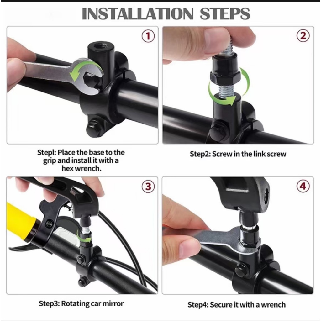 HOBA กระจกมองหลังจักรยานเสือภูเขาจักรยานไฟฟ้ากระจกแบน 360 องศาปรับสะท้อนแสงย้อนกลับกระจกขี่จักรยานอุปกรณ์เสริม - รูปที่ 4