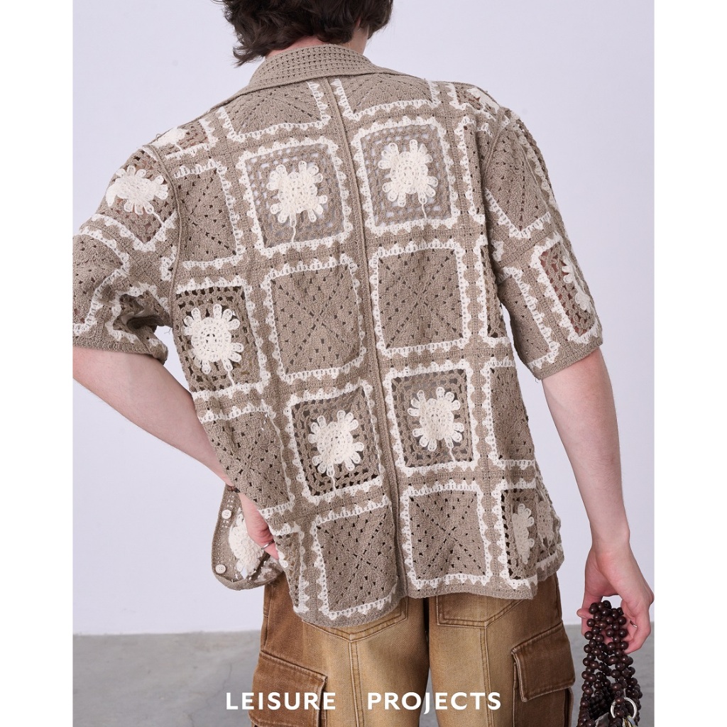 (LEISURE PROJECTS)  VINTAGE CROCHET SHIRT