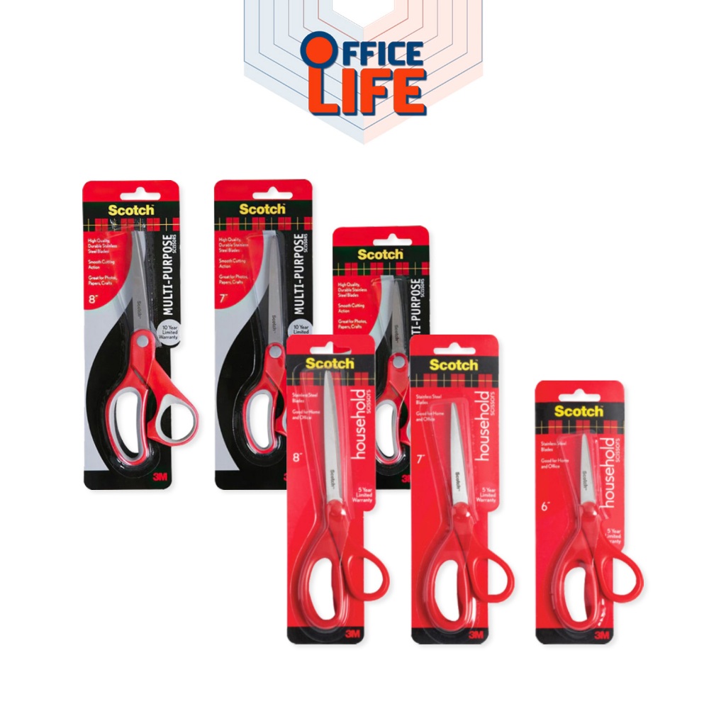 Scotch (สก๊อต) กรรไกร ใบมีดสเตนเลส รุ่น Multi purpose / Household  ขนาด 6 / 7 / 