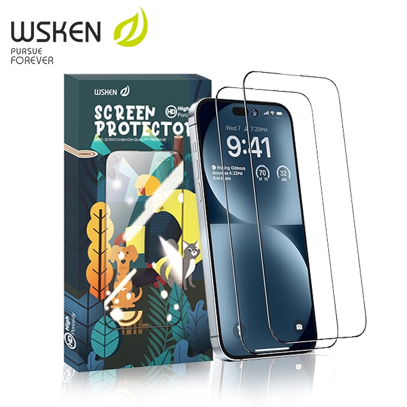 Wsken ฟิล์มกระจก กันเสือก ฟิล์ม HD iPhone 17Pro Max 16/15/14/13/12/11 Pro Screen Protector ปรับปรุงการกำจัดฝุ่นอัตโนมัติ
