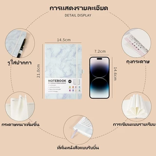 CAWL สมุด A5 สมุดโน๊ต ลายหินอ่อน หน้าข้อความแบบเส้นตรง พร้อมที่เสียบปากกา เหมาะสำหรับนักศึกษาและสำนักงาน