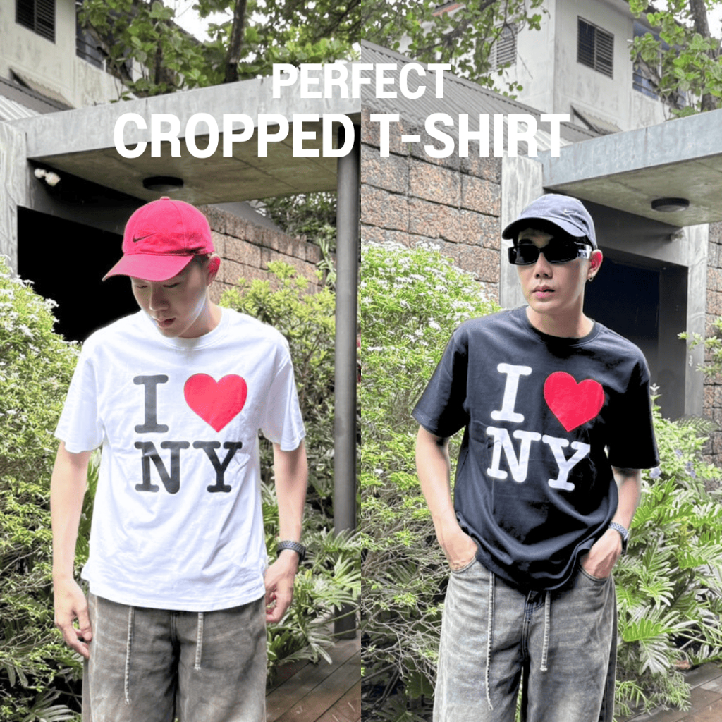 เสื้อยืดครอป I LOVE NY  Cotton แท้100%