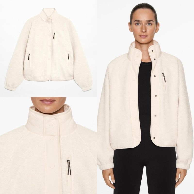 (ของแท้💯) Oysho shearling jacket แจ็คเก๊ทกันหนาว (กันได้ถึง -9) สีครีม