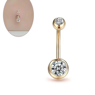 จิวสะดือ Stainless Steel Electroplatingdouble-Headed Zircon Belly Button Nail Piercing Jewelry