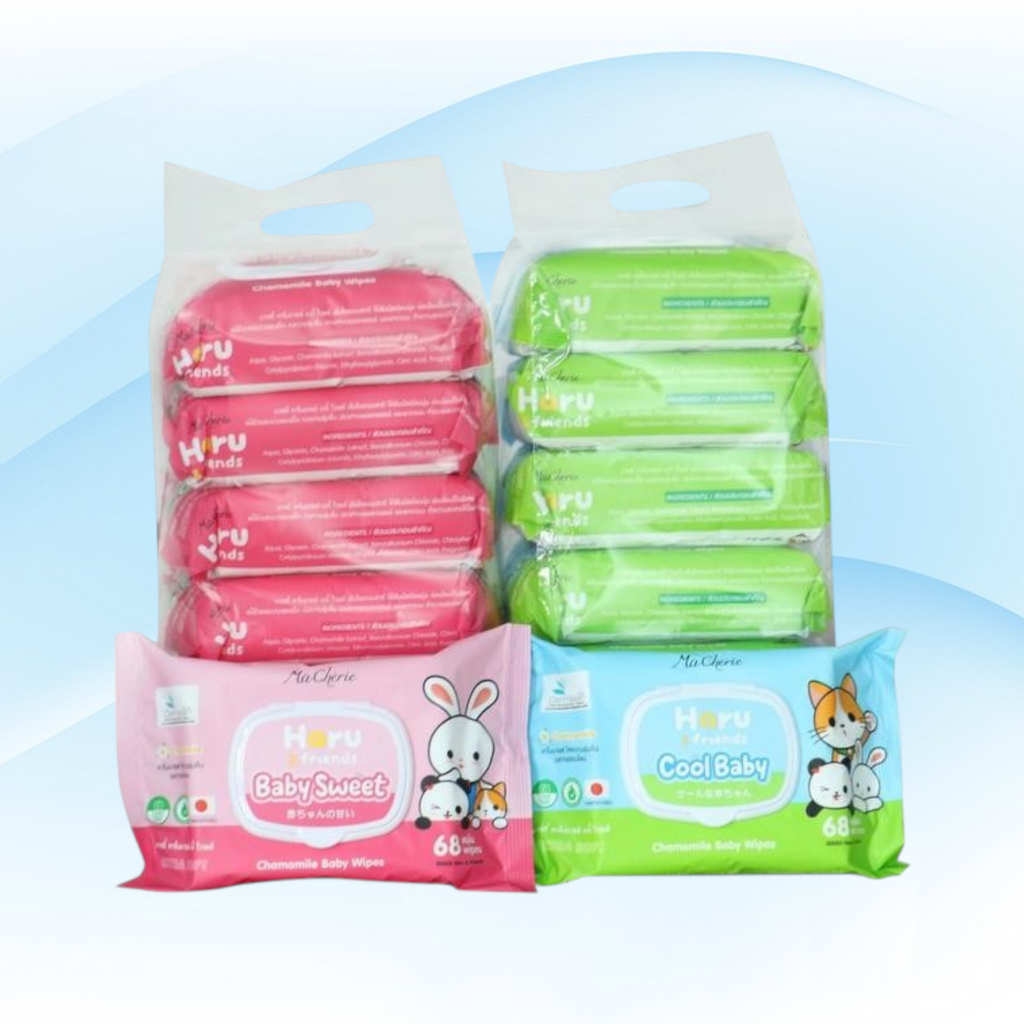 [แพค] Haru & Friends ฮารุและเพื่อน กระดาษทิชชู่เปียก แพค 6 ห่อ ห่อละ 68 แผ่น เหมาะสำหรับเด็ก