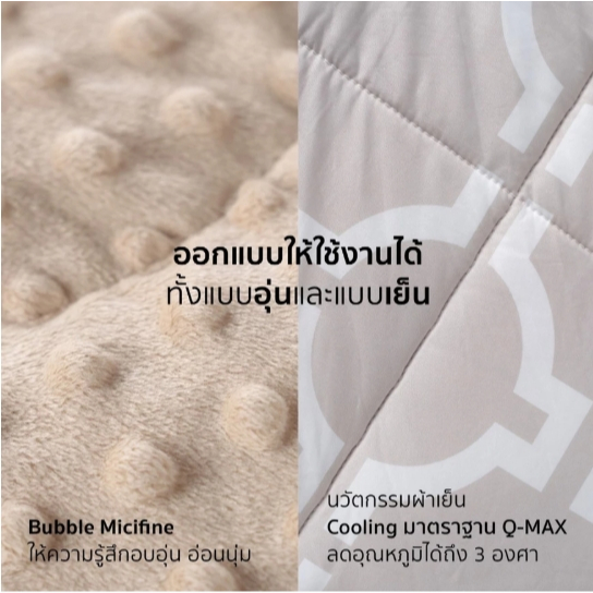PRIM BUBBLE LAVA ICE ผ้าห่ม 2 หน้า (อุ่น / เย็น) ใช้งานได้ทั้งหน้าร้อนและหน้าหนาว Cooling Edition มาตรฐาน Q-MAX 60X80"