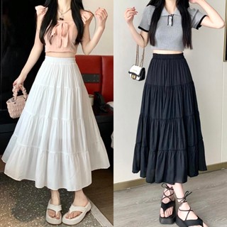 กระโปรงยาว กระโปรงเอวสูง เนื้อผ้าอย่างดี เอวยางยืด หวานๆ ระบ…