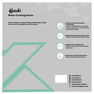 สายกีตาร์โปร่ง kazuki สายเคลือบNano Coating กันสึกกร่อน คุณภาพดี (1ชุดครบ6สาย) ฟรีปิ๊ก2ตัว ส่งไว!!