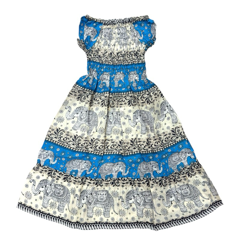 ชุดเดรสเด็กลายช้าง สม็อกรอบตัว แขนตุ๊กตา งานไทย - รูปที่ 6