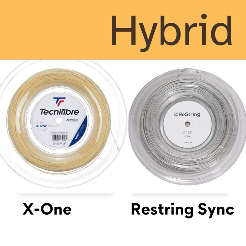 เอ็นเทนนิสไฮบริด Tecnifibre X-One Biphase / Restring Sync Hybrid (ตัดแบ่ง)