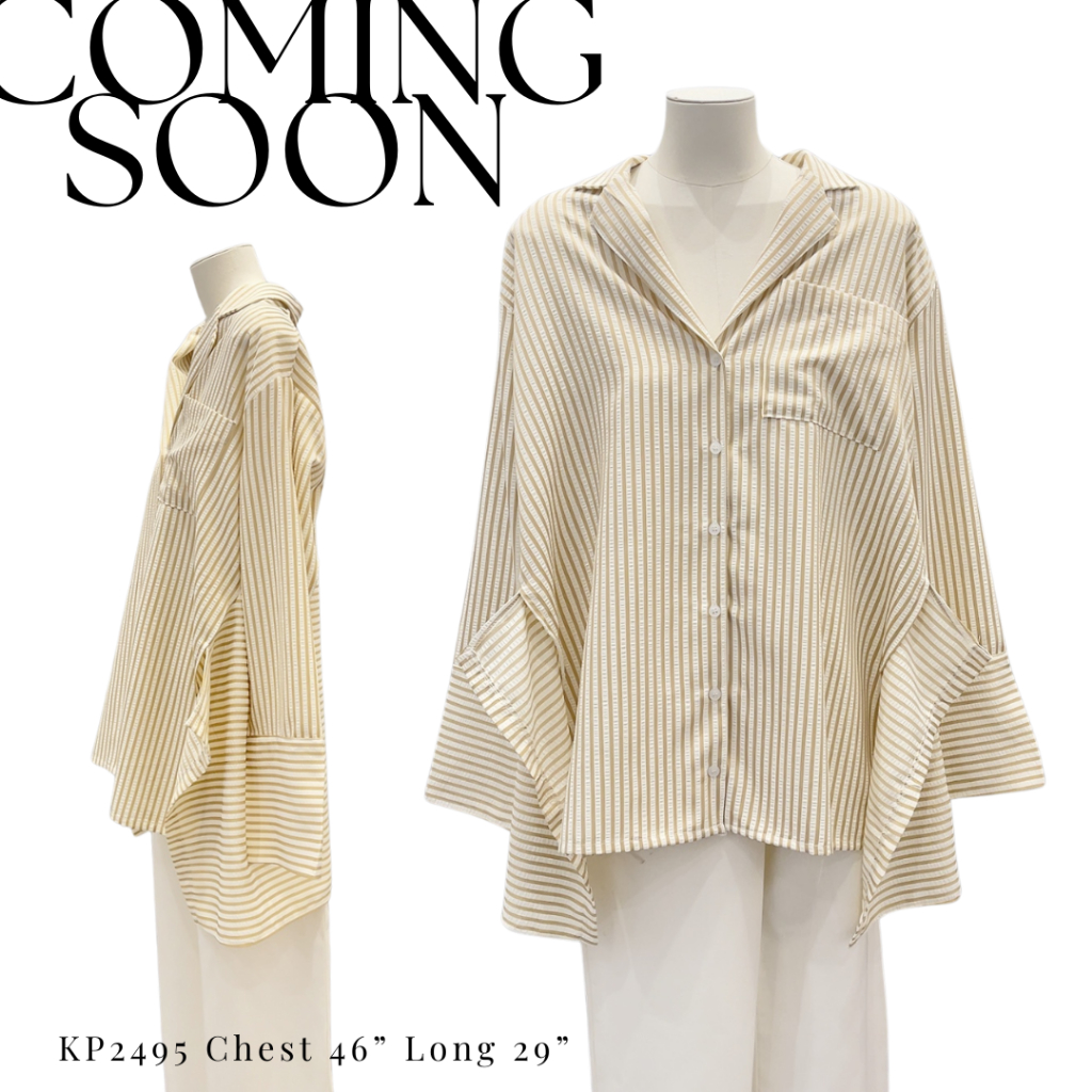 "อก46" เสื้อฮาวาย แขนยาวผ้าริ้วสุดเท่ ทรงฮาวายที่ใส่แล้วดูมีสไตล์แบบ effortless 😎-2495