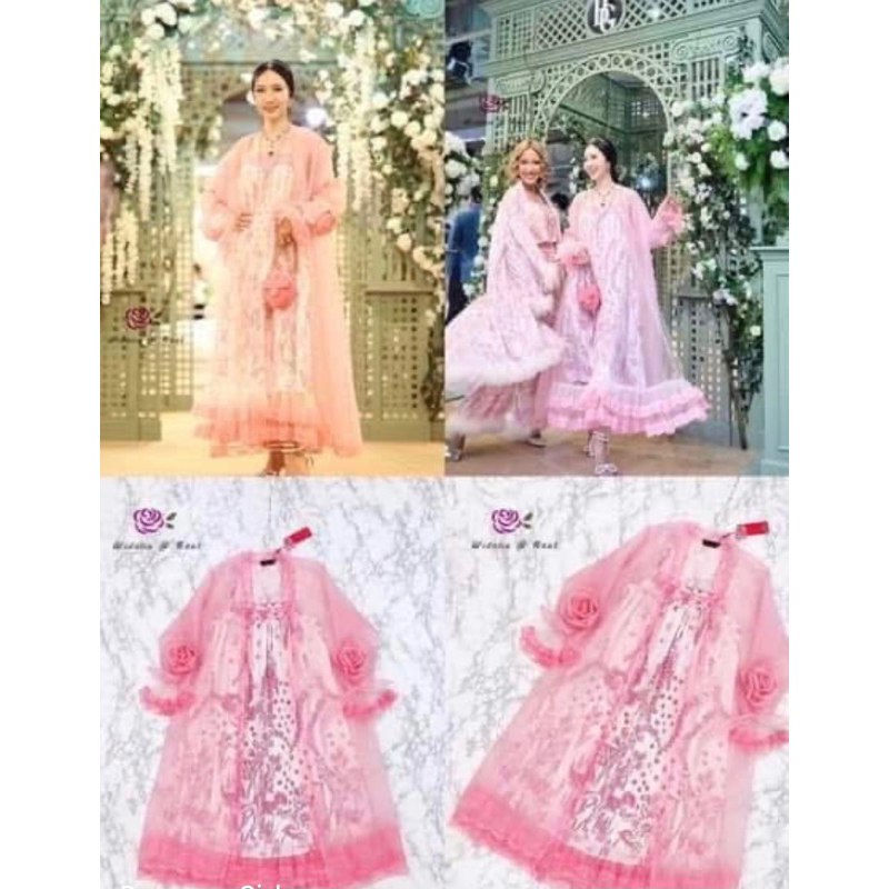 wideliaเดรสเจ้าหญิงเดรสสีชมพูงานป้ายwidelia@real