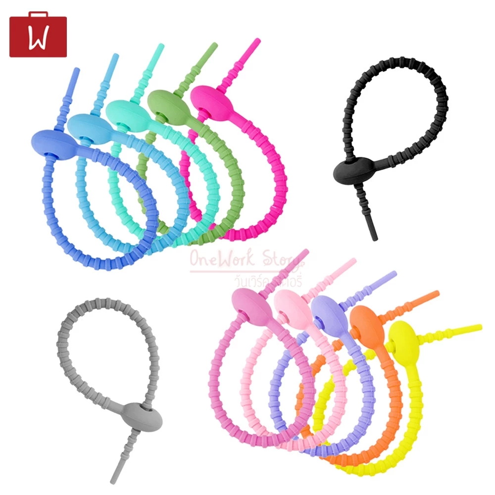 Oneworkstory สายรัด ซิลิโคน l SLC/TPR DIY ที่รัดสายชาร์จ สายคล้องพวงกุญแจ เคเบิ้ลไทร์ Reusable Silicone cable tie thumbnail 8