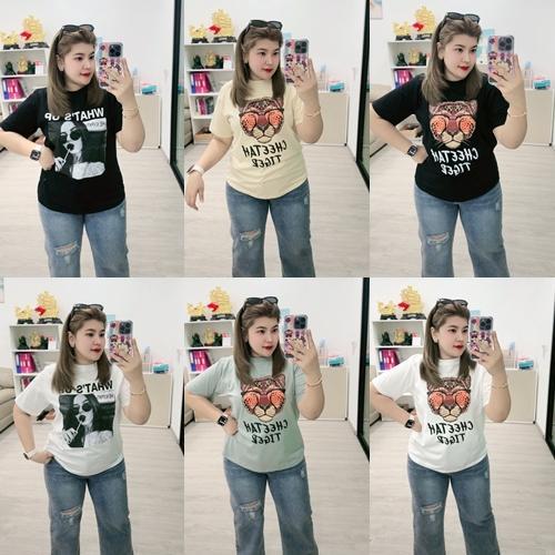 H271เสื้อยืดโอเวอร์ไซส์ลายสกรีนอก 44"-48"-52" 👑💦