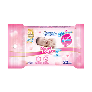 MamyPoko Wipes Save & Care มามี่โพโค ไวพส์ ทิชชู่เปียก เซฟแอนด์แคร์ 20 ชิ้น (24 แพ็ค)