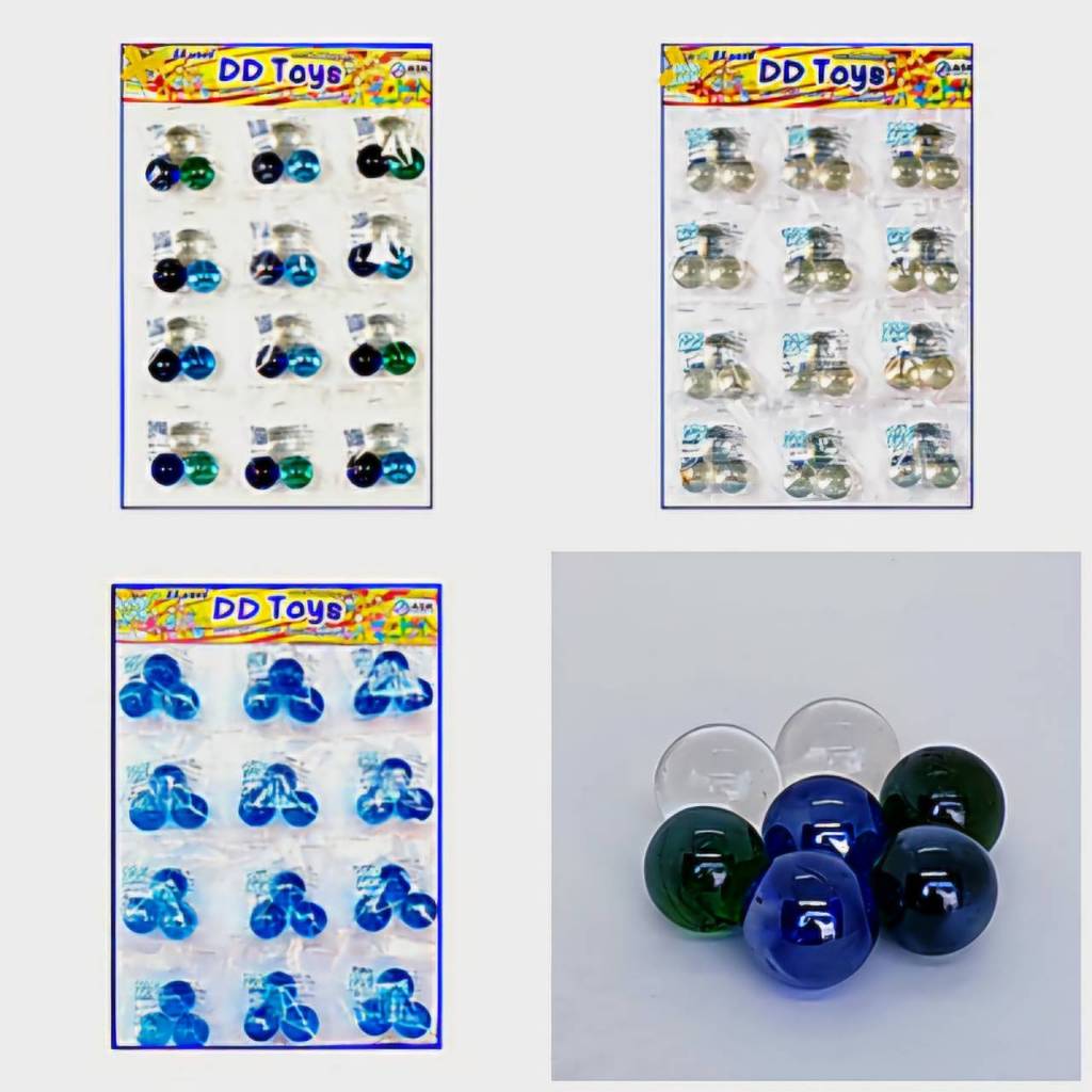 ลูกแก้วแผง 25มิล สีใส ลูกแก้วแผง บรรจุ 12ถุง / 1แผง มีสีฟ้าใส และสีใส