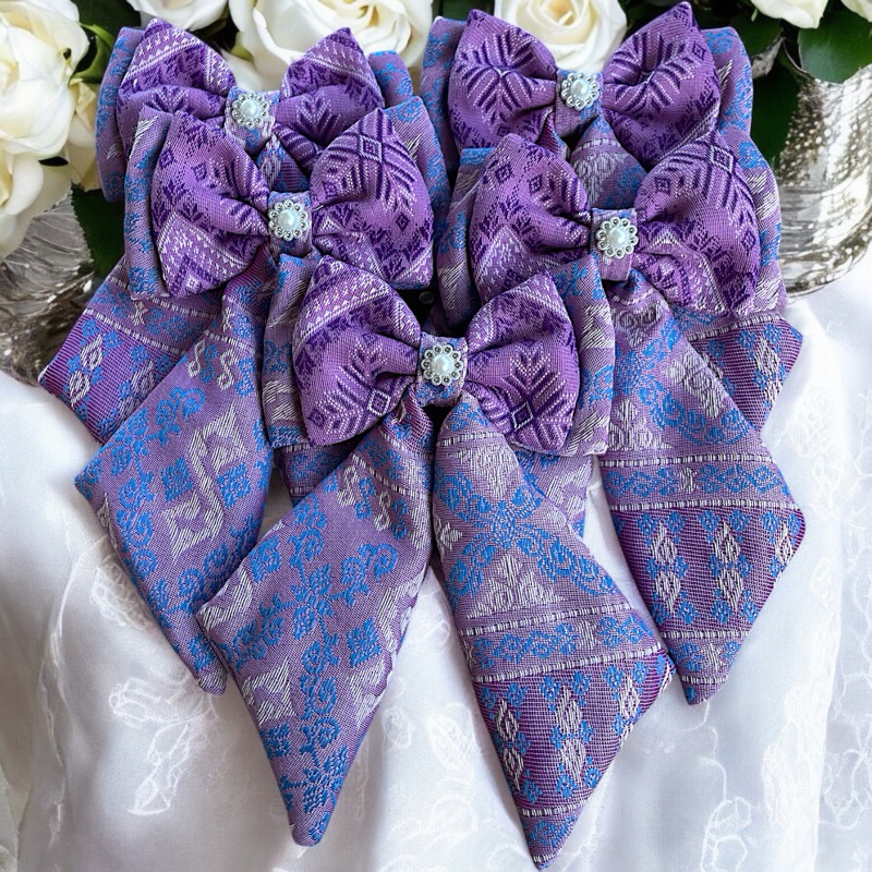 40สี พร้อมส่ง เย็บมือติดกิ๊บ กิ๊บผ้าไทยจัมโบ้